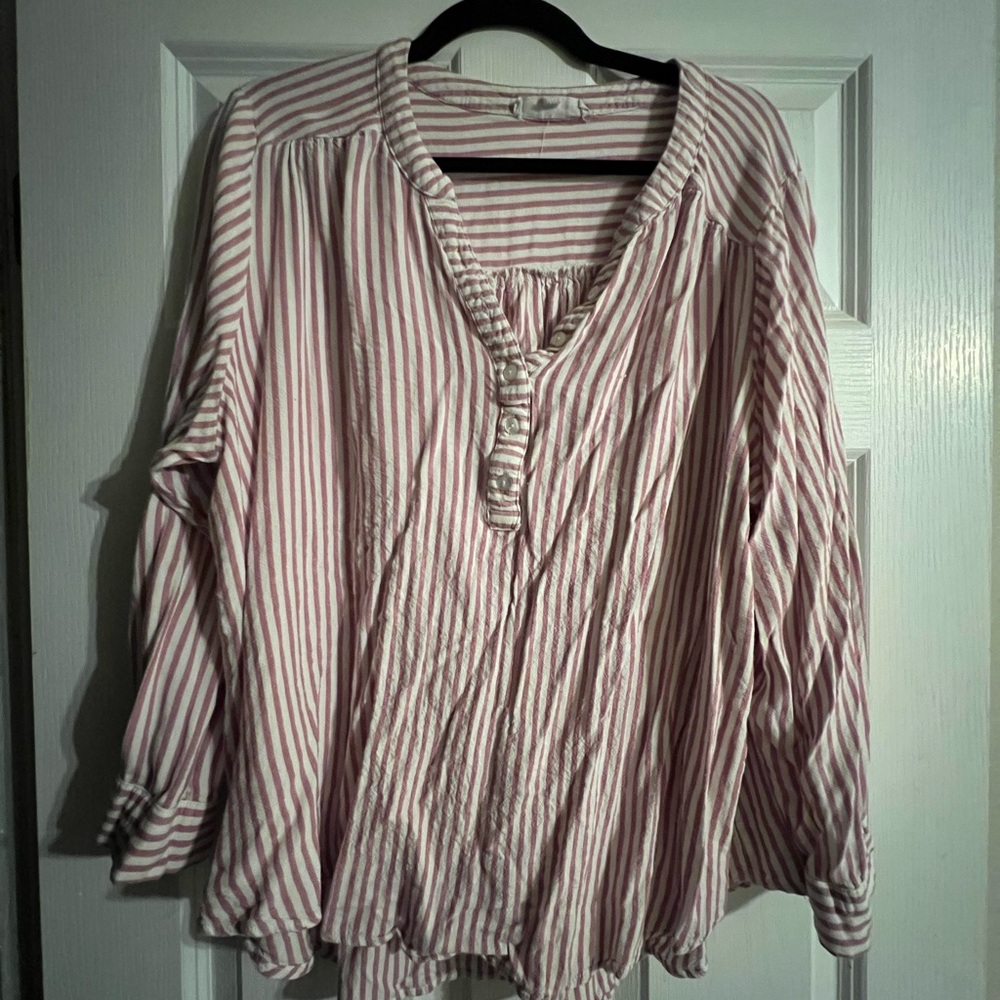Jane and Delancey Pink Striped Blouse
